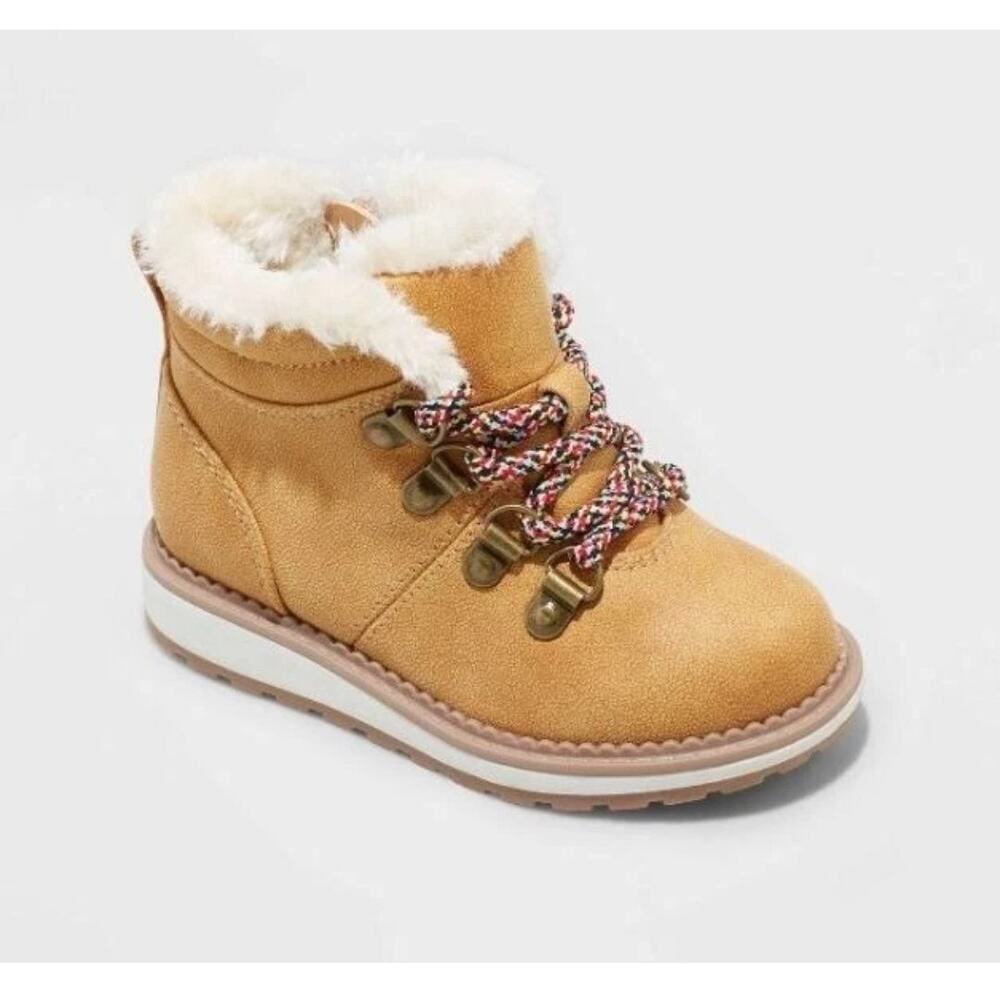 Cat & Jack Toddlers' Reed Zipper Slip-On Combat Boots Cognac sz 7 NWT